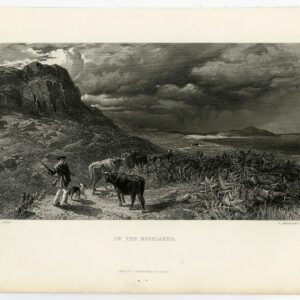 Antieke prent-LANDSCHAP-KOEIEN-SCHOTLAND-HOOGLANDEN-Brandard-Carrick-1860