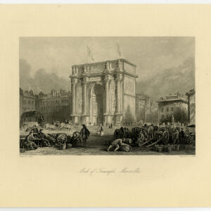 Antieke prent-ARC DE TRIOMPHE-MARSEILLES-FRANCE-ARCH-Allom-Saddler-1870