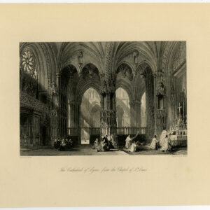 Antieke prent-LYON-INTERIEUR-KATHEDRAAL-ST LOUIS-FRANCE-VIEW-Allom-Challis-1870
