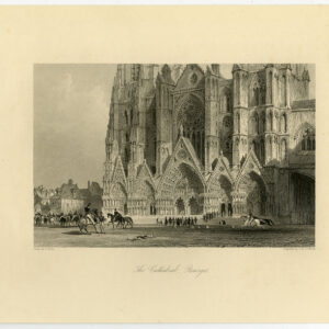 Antieke prent-KATHEDRAAL-BOURGES-FRANCE-VIEW-Allom-Le Keux-1870