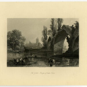 Antieke prent-TOURS-EUDES-GOTHIC BRIDGE-FRANCE-VIEW-Allom-Adlard-1870