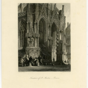 Antieke prent-ROUEN-KERK VAN SAINT MACLOU-FONTEIN-FRANKRIJK-Allom-Bradshaw-1870
