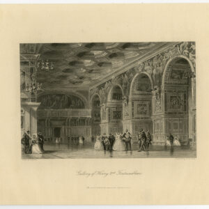 Antieke prent-FONTAINEBLEAU-GALLERY-HENRY II-FRANCE-VIEW-Allom-Le Keux-1870