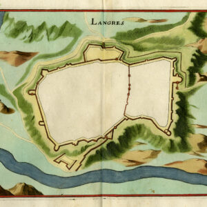 Antieke prent-LANGRES-FRANKRIJK-VESTING-VESTING-Merian-1646