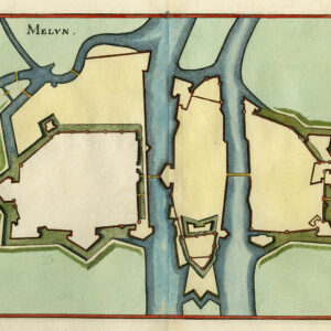 Antieke prent-MELUN-FRANCE-FORTRESS-FORTIFICATIONS-Merian-1646