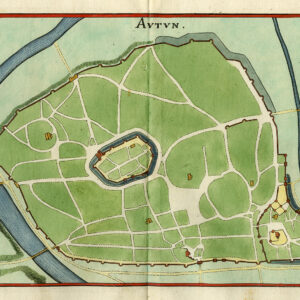 Antieke prent-AUTUN-FRANCE-FORTRESS-FORTIFICATIONS-Merian-1646