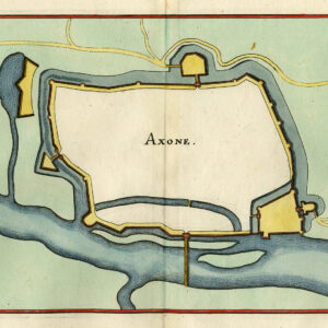 Antieke prent-AXONE-FRANKRIJK-VESTING-VESTING-Merian-1646