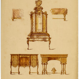 Antieke prent-MEUBILAIR-17E EEUW-19E-KABINET-pl. 92-Deville Creuset-1850
