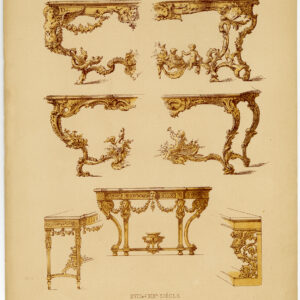 Antieke prent-MEUBILAIR-18E EEUW-TAFEL-pl. 96-Deville Creuset-1850