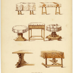 Antieke prent-MEUBILAIR-TAFEL-ORNAMENT-pl. 88-Deville Creuset-1850
