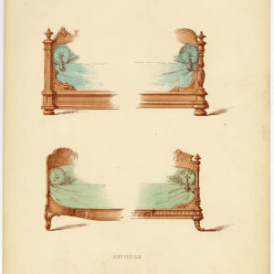 Antieke prent-MEUBILAIR-BED-ORNAMENT-pl. 60-Deville Creuset-1850