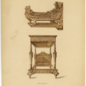 Antieke prent-MEUBILAIR-BED-ORNAMENT-pl. 53-Deville Creuset-1850