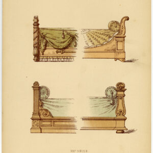 Antieke prent-MEUBILAIR-BED-ORNAMENT-pl. 59-Deville Creuset-1850