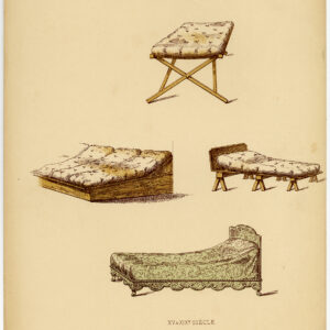Antieke prent-MEUBILAIR-BED-ORNAMENT-pl. 61-Deville Creuset-1850