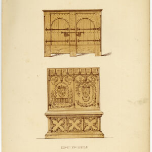 Antieke prent-MEUBILAIR-KAST-ORNAMENT-pl. 70-Deville Creuset-1850