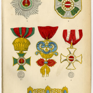 Antieke prent-ORDE VAN DE GOUDEN FLEECE-MEDAAL-OOSTENRIJK-PLAAT 4-Burke 1858