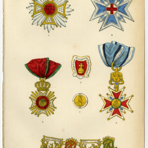 Antieke prent-ORDER VAN SAINT HUBERT-DECORATIES-MEDAAL-BEIEREN-PL 11-Burke 1858