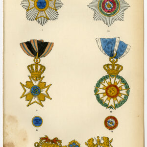 Antieke prent-MILITAIRE ORDE VAN MAXIMILIAN JOSEPH-BEIEREN-PLAAT 12-Burke 1858
