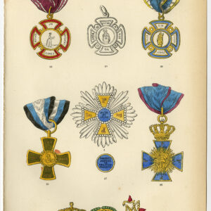 Antieke prent-ORDER VAN ST. ELIZABETH-DECORATIES-MEDAAL-BEIEREN-PL 13-Burke 1858