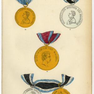 Antieke prent-MILITAIRE MEDAL OF HONOUR-ORDER-BEIEREN-PLAAT 15-Burke 1858