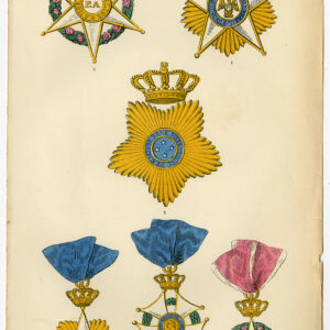 Antieke prent-ORDER OF PEDRO-BRAZILIË-DECORATIE-MEDAAL-PLAAT 20-Burke 1858
