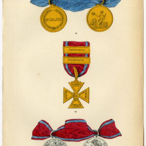 Antieke prent-ORDE-WATERLOO MEDAILLE-DECORATIE-GREAT BRITAIN-PLAAT 32-Burke-1858