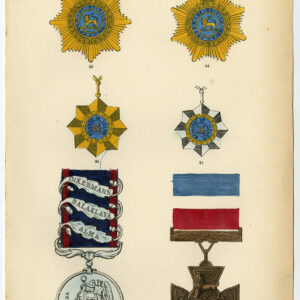 Antieke prent-ORDE-VICTORIA CROSS-DECORATIE-GREAT BRITAIN-PLAAT 33-Burke-1858