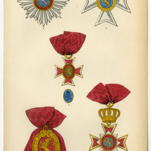 Antieke prent-FAMILIE ORDE VAN DE GOUDEN LEEUW-HESSE-DECORATIE-PL 40-Burke-1858