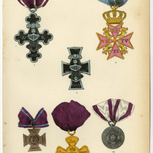 Antieke prent-MILITARY ORDER OF MERIT-HESSE-MEDAAL-DECORATIE-PLAAT 41-Burke-1858