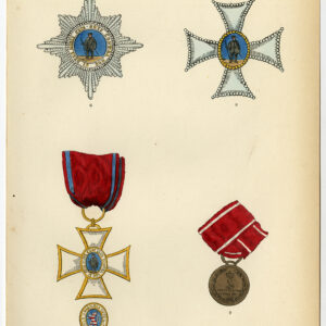 Antieke prent-ORDE-GROOTDOMJE-HESSE-MEDAAL-DECORATIE-PLAAT 43-Burke-1858