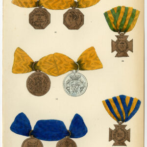 Antieke Prent - MEDAILLE VAN ANTWERPEN - JAVA - DECORATIES - NEDERLAND - PLAAT 47 - Burke - 1858