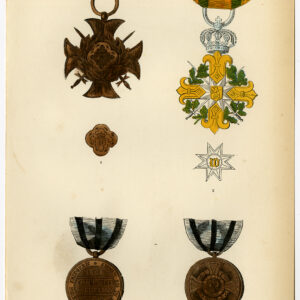 Antieke druk-DECORATIE-ORDE VAN DE EIKEN KROON-LUXEMBURG-PLAAT 50-Burke-1858