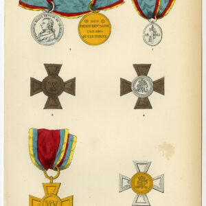 Antieke prent-MEDAAL-DECORATIE-ORDER-MECKLENBURG SCHWERIN-PLAAT 51-Burke-1858