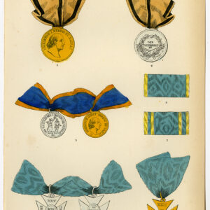 Antieke prent-MILITAIRE DECORATIE VAN EER-ORDER-NASSAU-PLAAT 52-Burke-1858