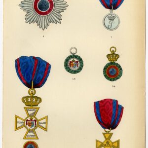 Antieke Prent-ORDER OF MERIT-OLDENBURG-DUITSLAND-DECORATIE-PLAAT 54-Burke-1858