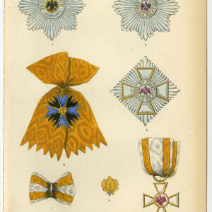 Antieke prent-ORDE VAN DE ZWARTE EAGLE-PRUSLAND-DUITSLAND-PLAAT 65-Burke-1858