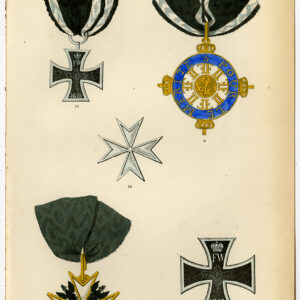 Antieke prent-ORDE VAN HET IJZEREN KRUIS-PRUSLAND-DUITSLAND-PLAAT 66-Burke-1858