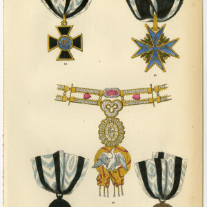 Antieke prent-ORDE VAN DE ZWAAN-DECORATIE-PRUSLAND-DUITSLAND-PLAAT 67-Burke-1858