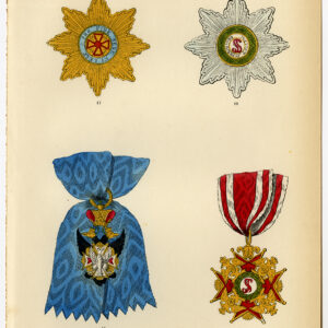 Antieke prent-ORDE VAN DE WITTE ADELAAR-RUSLAND-DECORATIE-PLAAT 72-Burke-1858