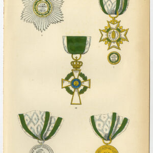 Antieke prent-ORDER OF MERIT-SAKSEN-DUITSLAND-DECORATIE-PLAAT 79-Burke-1858
