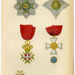 Antieke prent-ORDER VAN DE WITTE FALCON-SAXE WEIMAR-EISENACH-PLAAT 82-Burke-1858