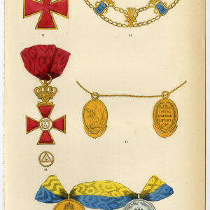 Antieke prent-ORDER OF VASA-ZWEDEN-DECORATIE-MEDAAL-PLAAT 93-Burke-1858