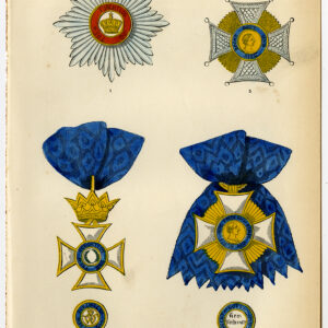 Antieke prent-ORDE VAN FREDERICK-WURTTEMBERG-DUITSLAND-DECORATIE-PL 98-Burke-1858