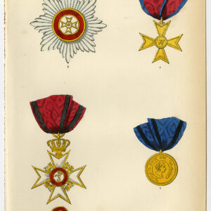 Antieke prent-Militaire Orde van Verdienste-WURTTEMBERG-DUITSLAND-PLAAT 99-Burke-1858