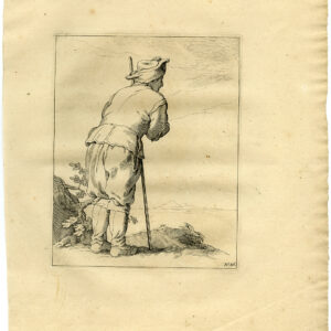 Antieke prent-MASTER PRINT-STUDIE-MAN-STICK-PL. 86-Bloemaert-c. 1640