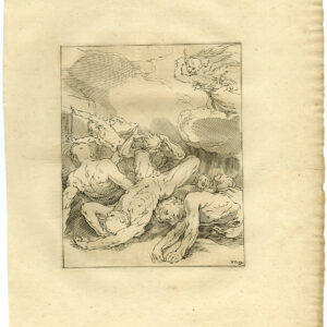 Antieke prent-MASTER PRINT-AARTSENGEL MICHAEL-SATAN-PL. 145-Bloemaert-c. 1640