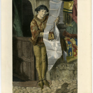 Antieke prent-Jongen die goederen verkoopt-Pettie-Heath-c. 1870