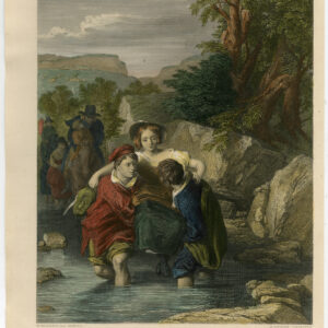 Antieke prent-CROSSING THE FORD-Mulready-Stocks-c. 1870