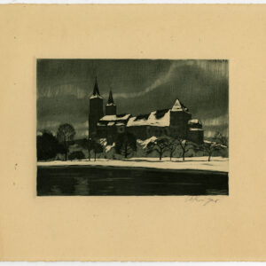 Antieke prent-SCHLOSS ROCHLITZ-KASTEEL-SAKSEN-DUITSLAND-Kruger-c. 1920