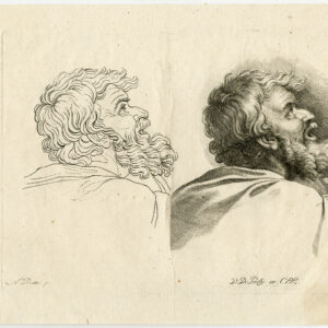 Antieke prent-STUDIE-PORTRET-GEZICHT-MAN-PLAAT 13-Poussin-De Poilly-c. 1728